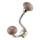 Pink Round Crackle Ceramic Silver Iron Hook